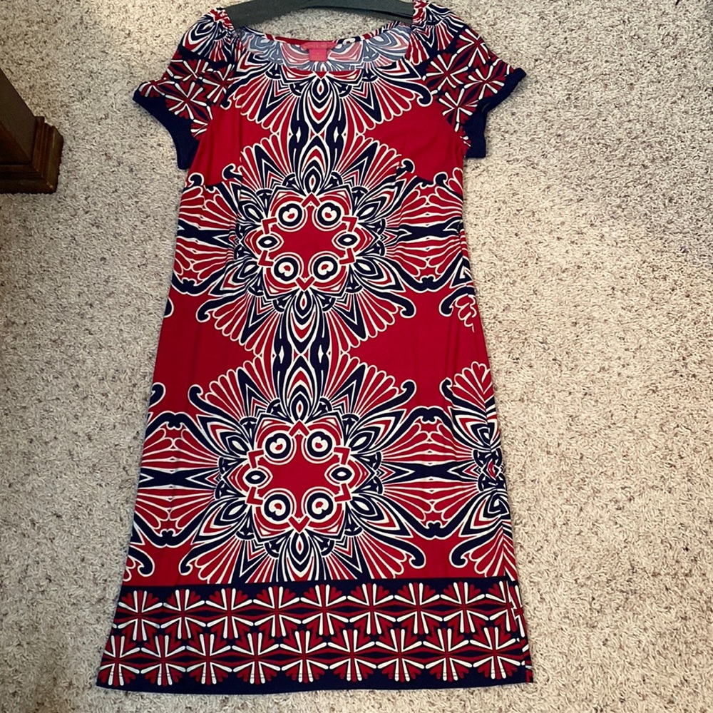 Sunny Leigh Red and navy dress